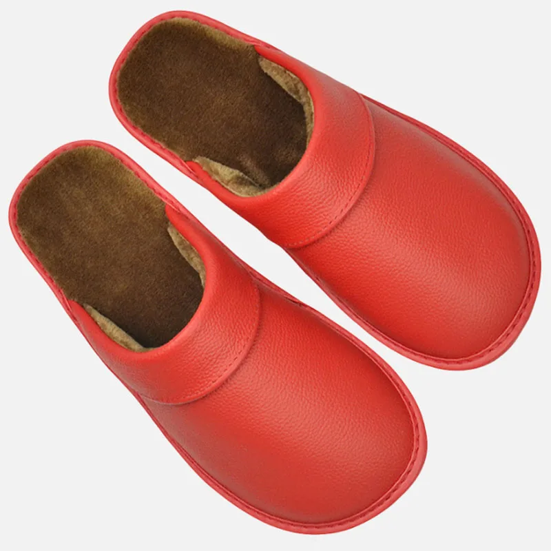 Plus Big Size 45 46 Unisex Genuine Leather Slippers Waterproof Indoor House Brand Shoes Men Slippers 2022 New Man Women Slippers