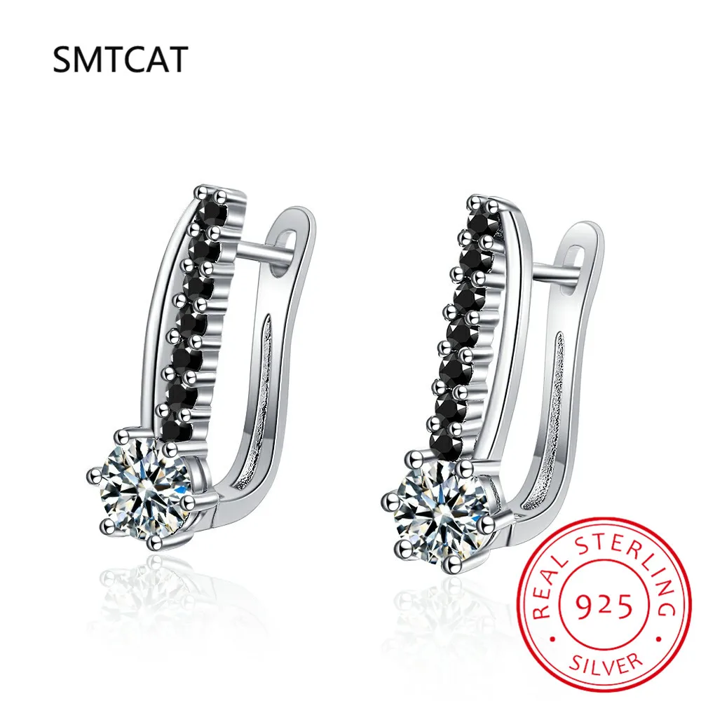 

Натуральная черная шпинель, стерлинговое серебро 925 пробы, U-образные серьги-кольца для женщин, драгоценный камень, ювелирные изделия, Creole Huggies, подарок на день рождения