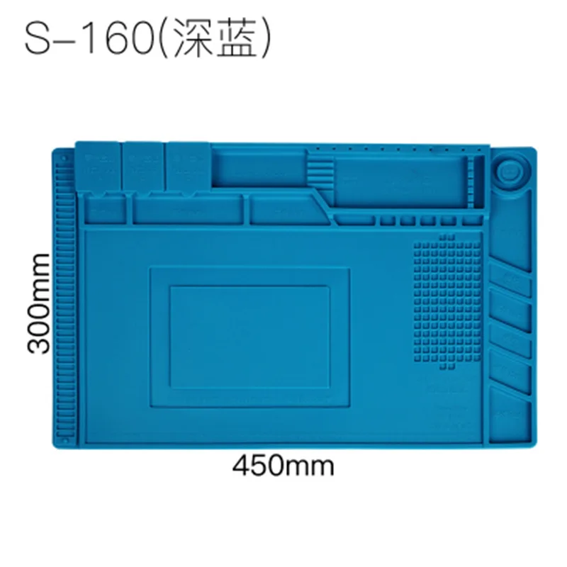 1 Pcs 45x30cm Heat Insulation Silicone Pad Desk Mat Maintenance Platform for BGA Soldering Repair Station with Magnetic Section