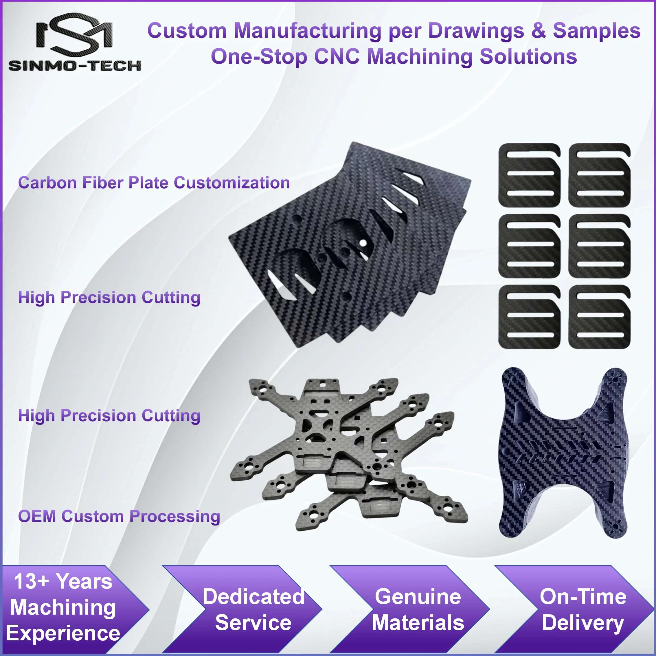 Custom Carbon Fiber Plate Cutting Service High Precision CNC Machining Carbon Fiber Sheet Non Standard 1PC Custom Prototype