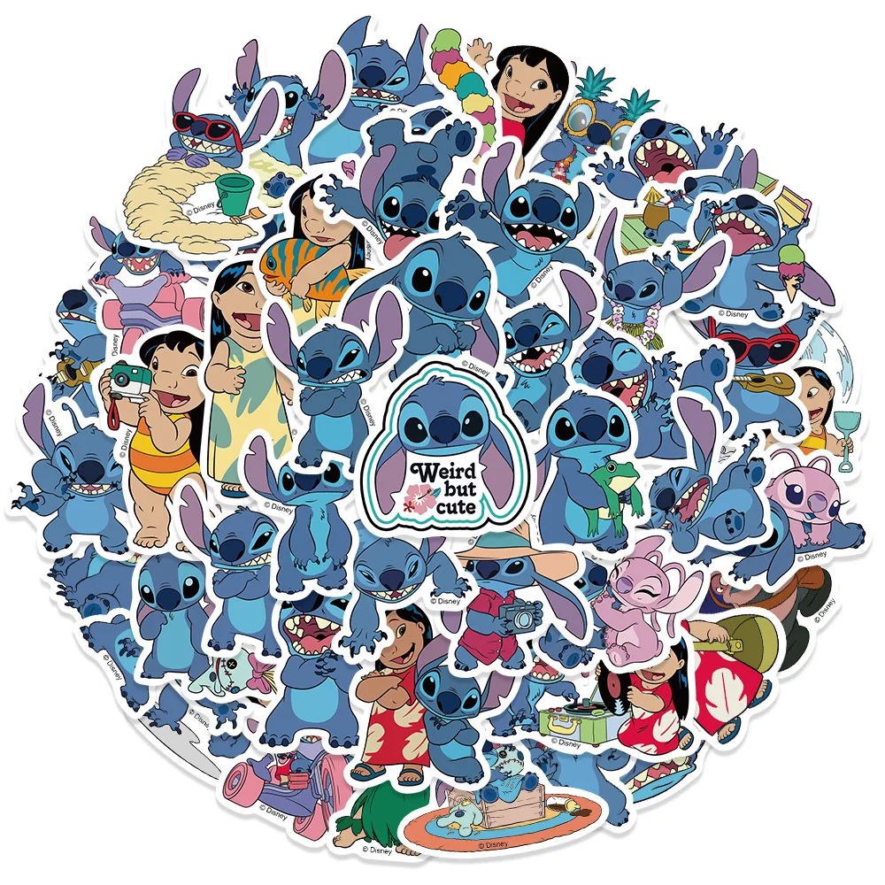 10/50PCS Disney Cute Cartoon Lilo & Stitch Stickers Kawaii Decals Kid Toy DIY Laptop Phone Guitar Phone Cup Decoration Sticker