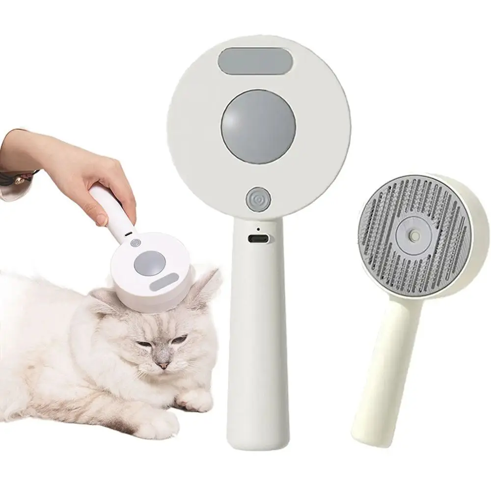 

Anti-Static Pet Spray Hair Comb Demating One-click Cleaning Button Steam Spray Hair Remover Massaging Removes Loose Fur