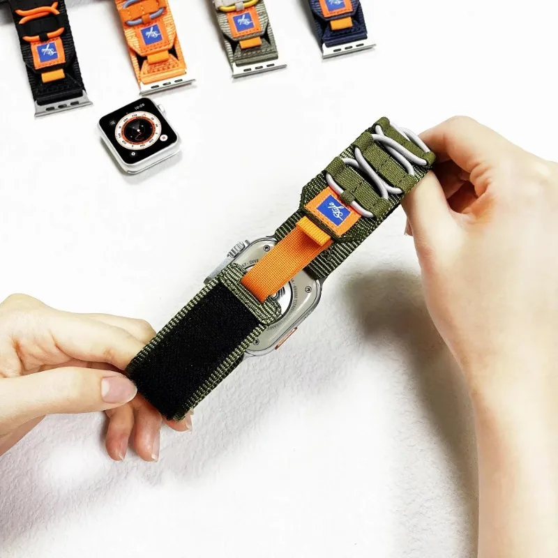 Nylon Five Loop Strap For Apple Watch Ultra 2 10 9 8 7 6 5 4 SE Sports Fashion Wristband iWatch 49mm 45mm 44mm 42mm 40mm 46/41mm