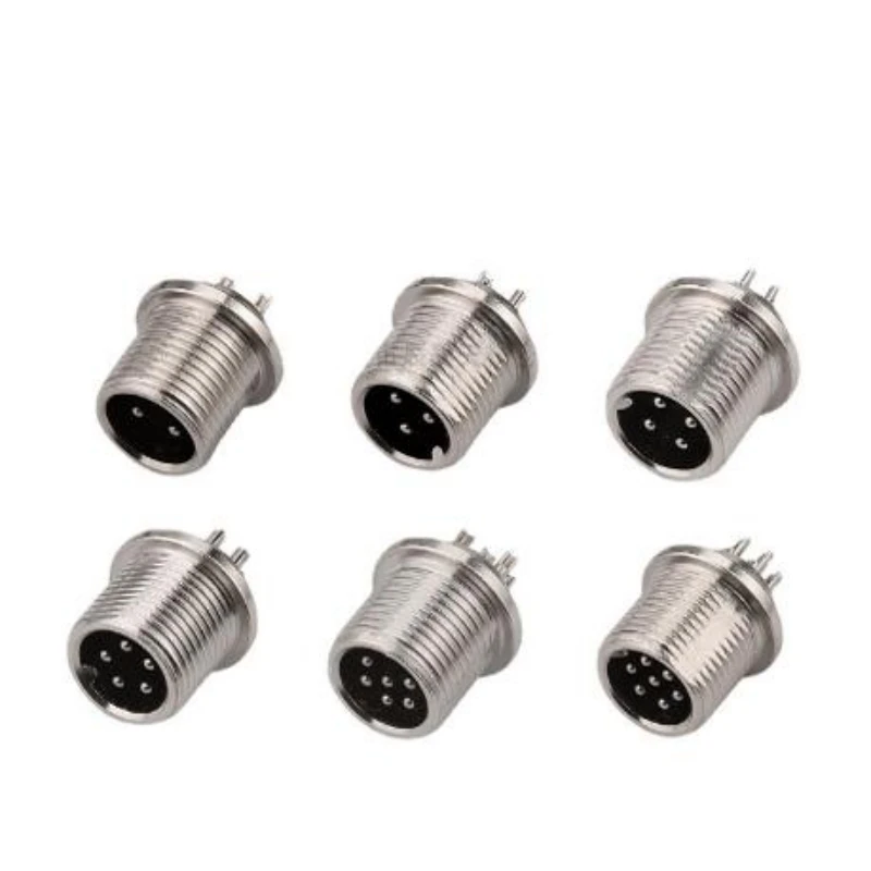 GX12 موصل ذكر من خلال الجدار 2-7 نواة، موصل ذكر مثبت على الحائط مع صامولة وحشية #5