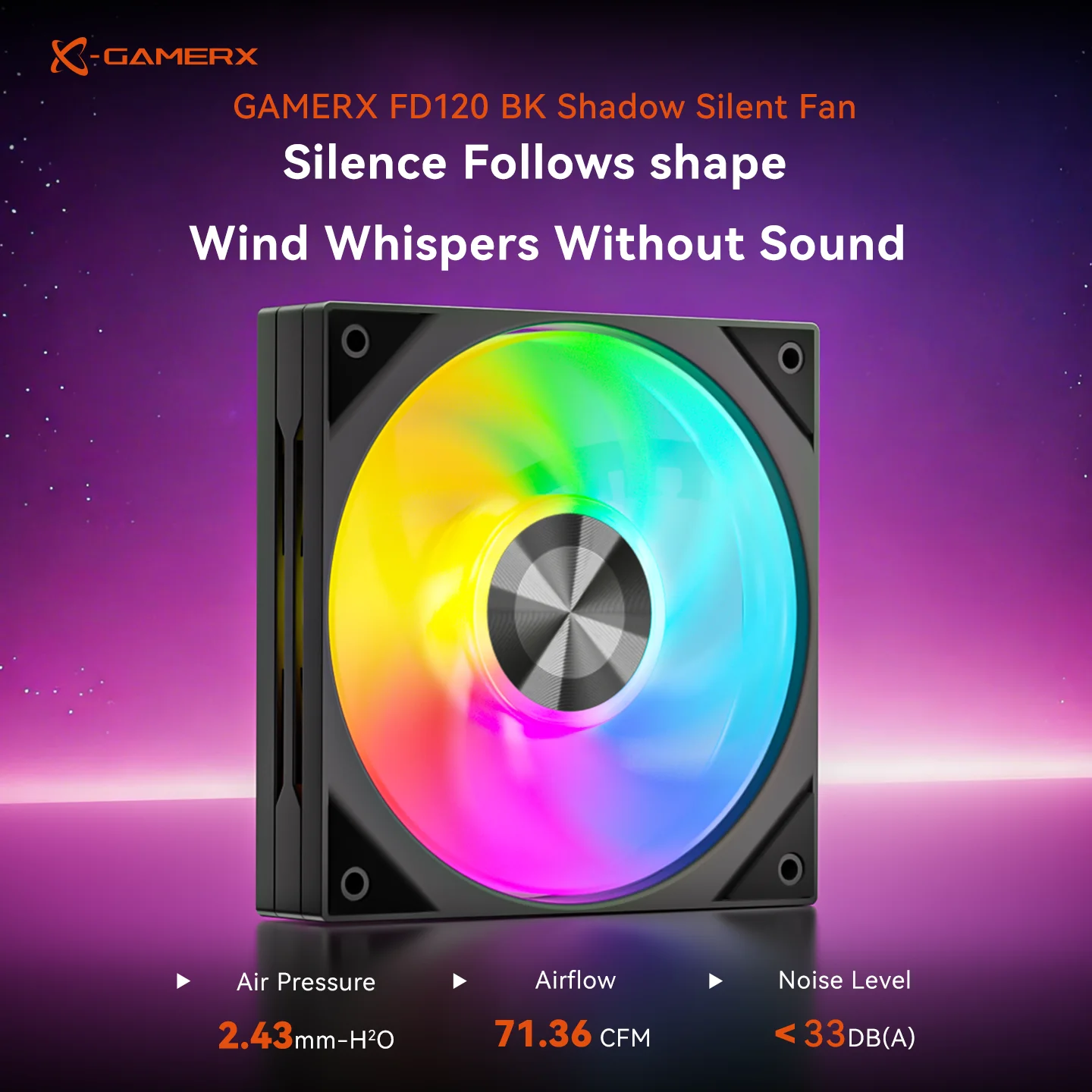 

X-GAMERX FD120 ARGB high-performance water-cooling fan, air-cooling radiator fan, case cooling fan operating at 800-2200 RPM