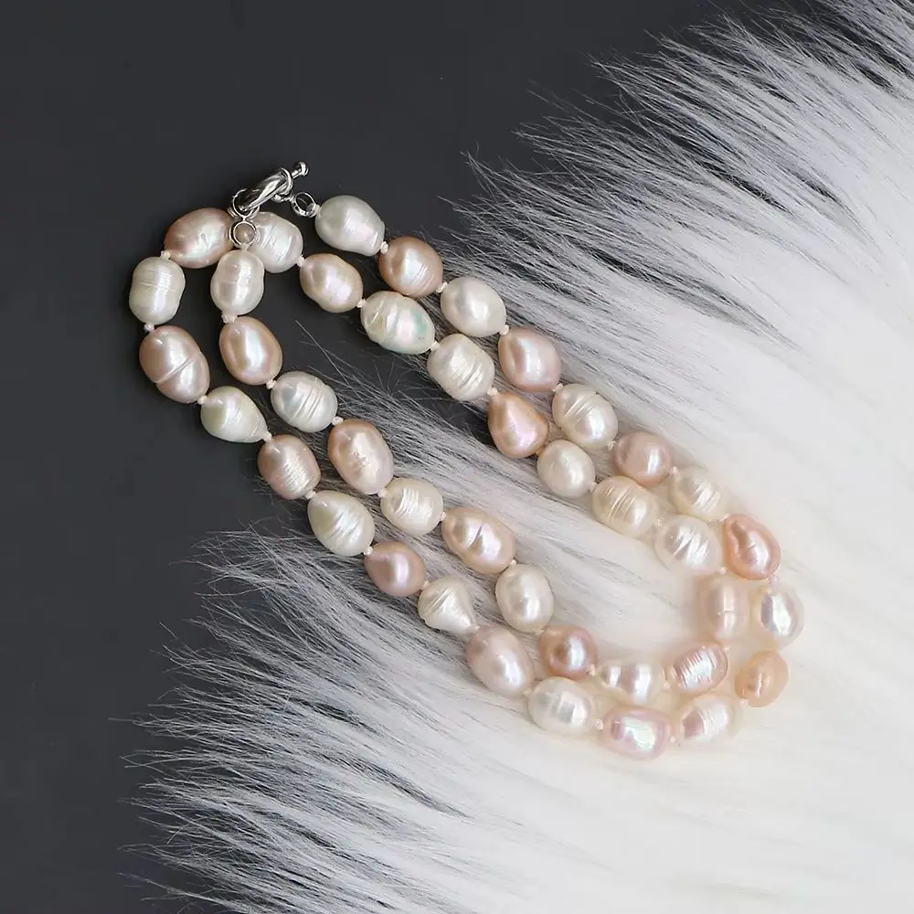 7-8mm Natural Freshwater Screw Rice Pearl Necklace Different Colors Baroque Pearl Beaded Jewelry Elegant Woman Fashionable Item
