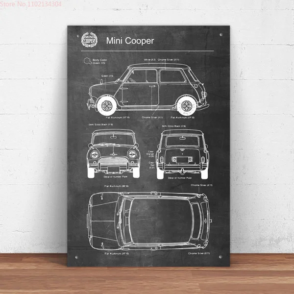 Mini Cooper Car Metal Tin Sign Pin Up Metal Sign Metal Decor Wall Sign Wall Decor (20cmx30cm)