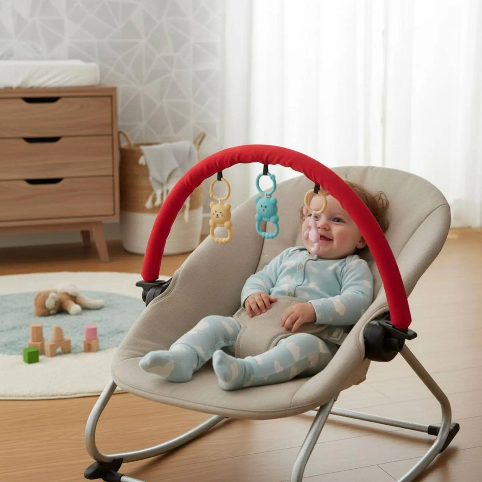 Baby Seat Toy Arch Googly Eyes Cradle Toy Bar Attachment for Infants