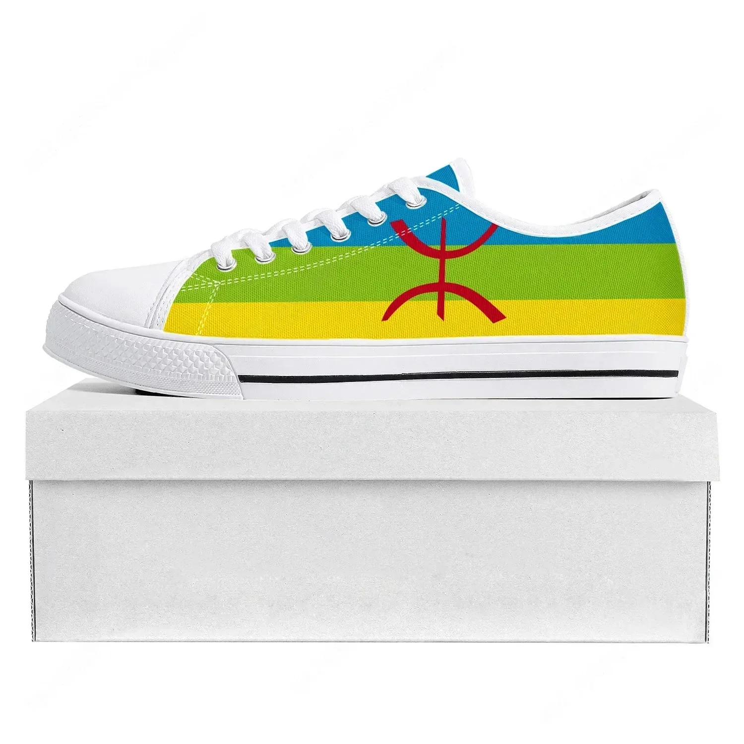 

Berber Flag Low Top Sneakers Mens Womens Canvas Sneaker Berber Prode Casual Couple Shoes Custom Shoe White