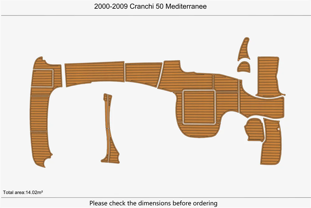 Eva foam Fuax teak seadek marine floor For 2000-2009 Cranchi 50 Mediterranee Cockpit Swim Platform 1/4