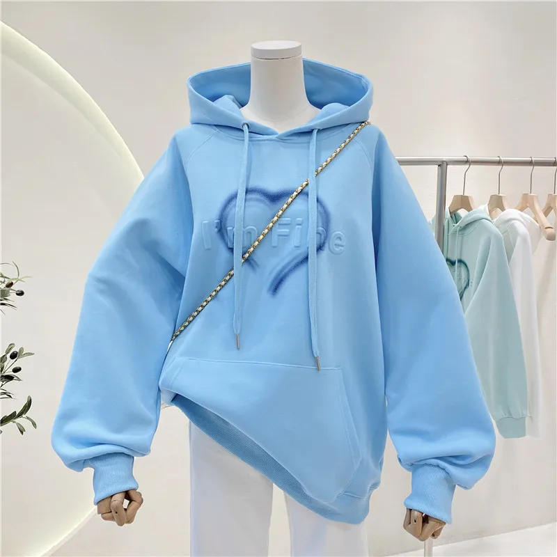 Frühling Herbst Frauen Hoodie koreanische Mode Sweatshirt Druck Buchstaben Harajuku Langarm Bottom ing Pullover weiblich