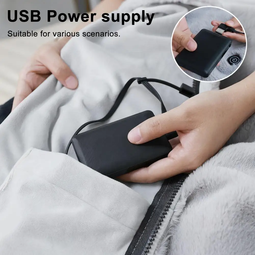 Relaxation Shawl Zipper Design Heating Blanket Electric Shawl Blanket for Women Usb Powered Wrap with Quick Heat Soft for Office