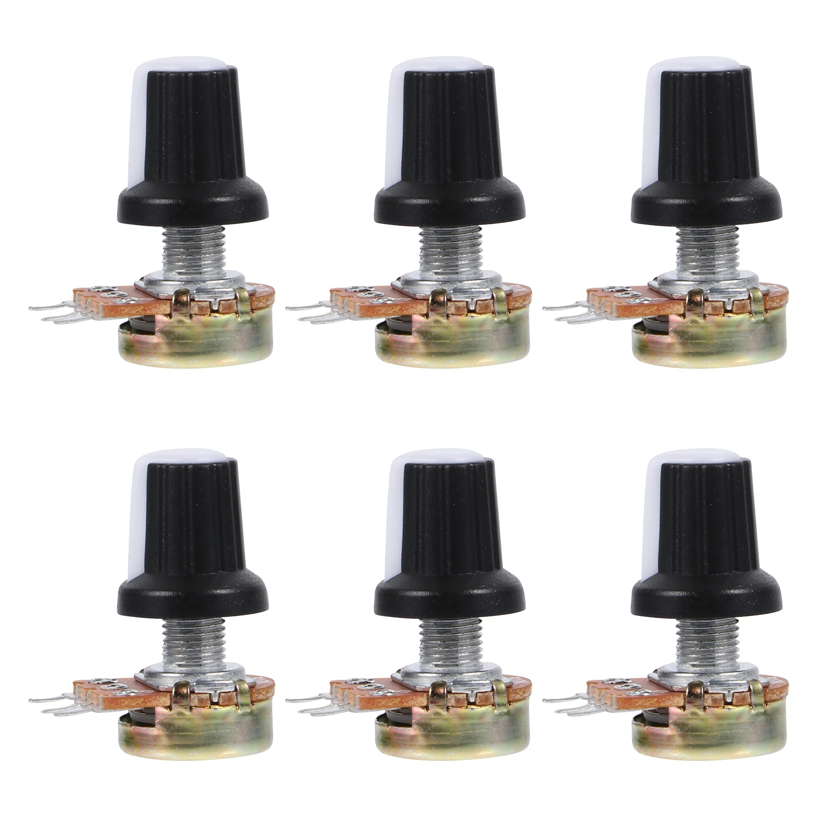 10 Pcs Potentiometer Knob Cap Adjustable Linear Taper Rotary with Switch Plastic Knurled Shaft