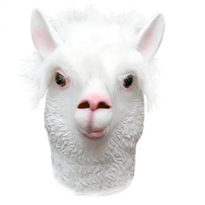 

Хэллоуин животное карнавал вечерние милые белые латексные маски из альпаки косплей костюм нарядное платье реквизит