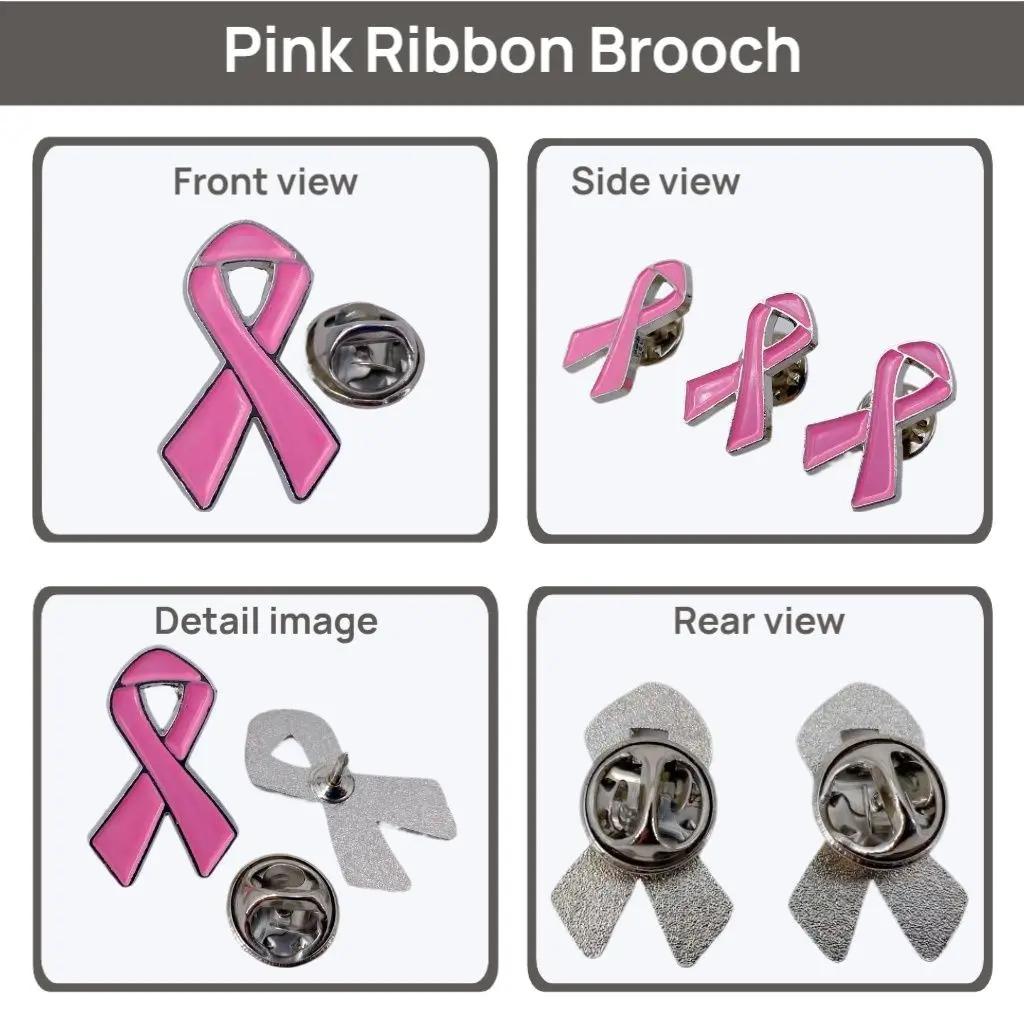 5/10/50/100er Pack Rosa Schleifen-Anstecknadeln zur Aufklärung über Brustkrebs – Detail 1