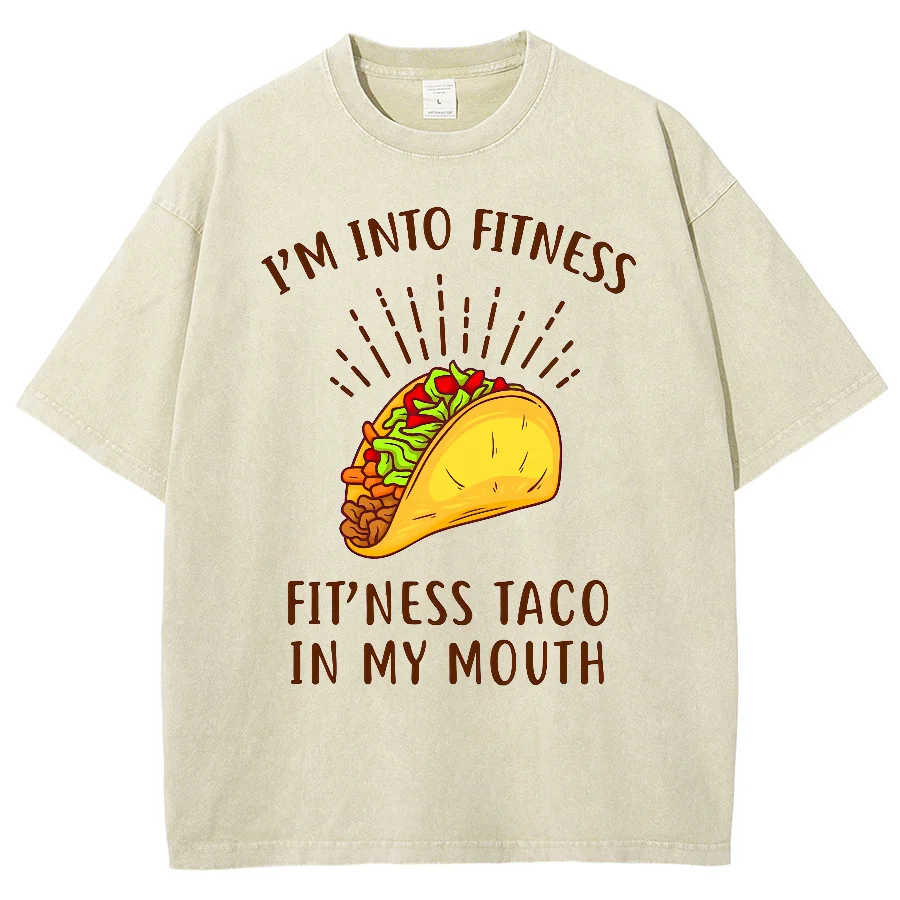 

Taco In My Mouth Fit Washed Oversized T-Shirt Comfortable Clothing Loose Wash Tee Women Cotton Casual Washed T-Shirt Tops