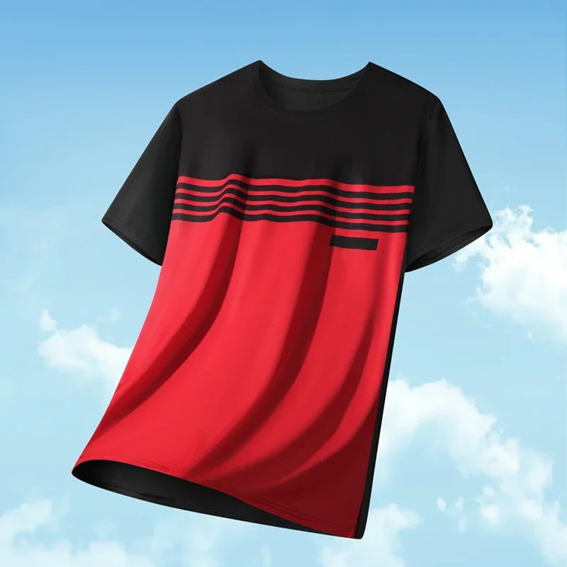 Einfache, modische T-Shirts in Kontrastfarben für Herren, Sommer, trendige Kurzarm-T-Shirts mit 3D-Druck, lockere Streetwear, Alltagskleidung