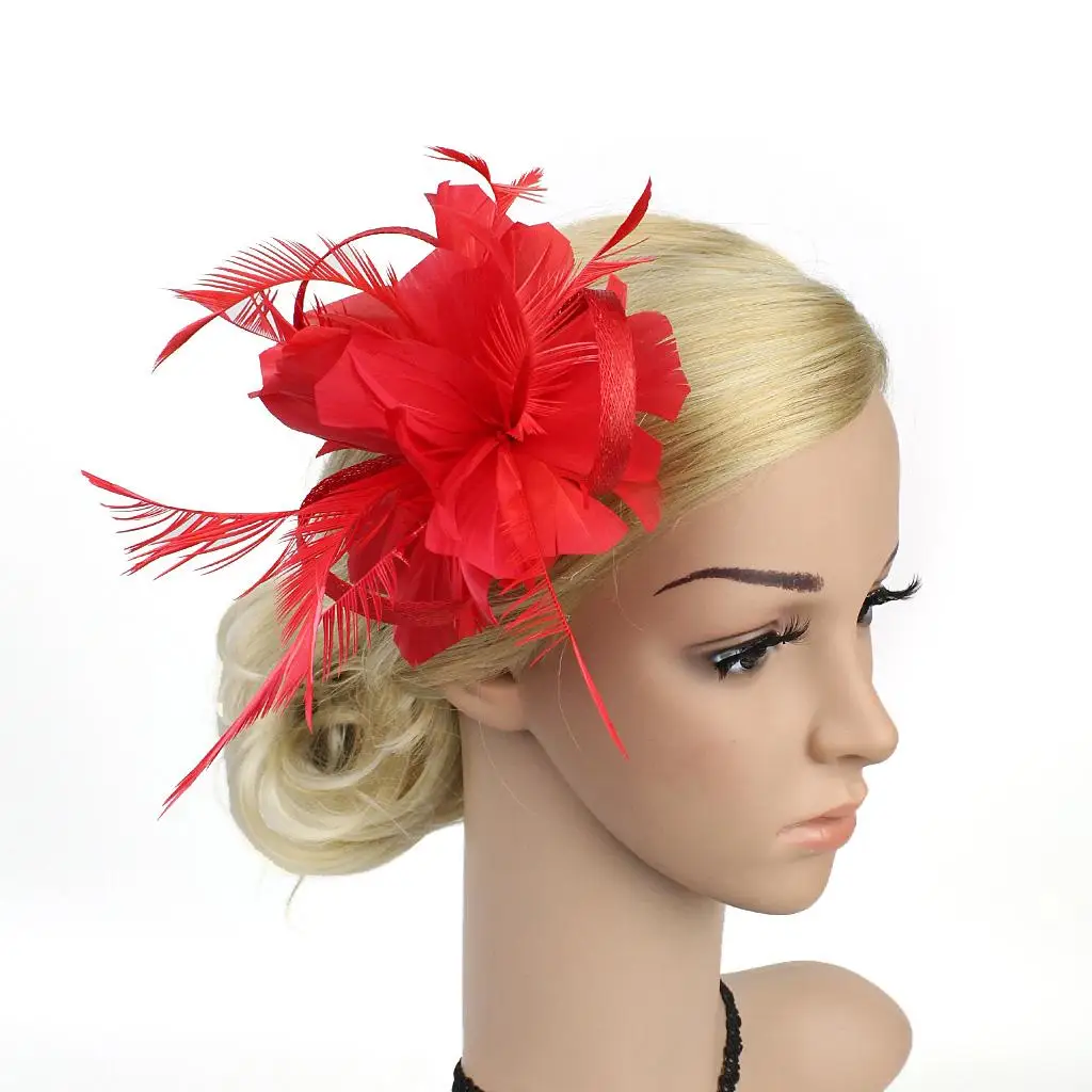 

Fascinator Hair Clip for 20s Great Charleston Party - Red,