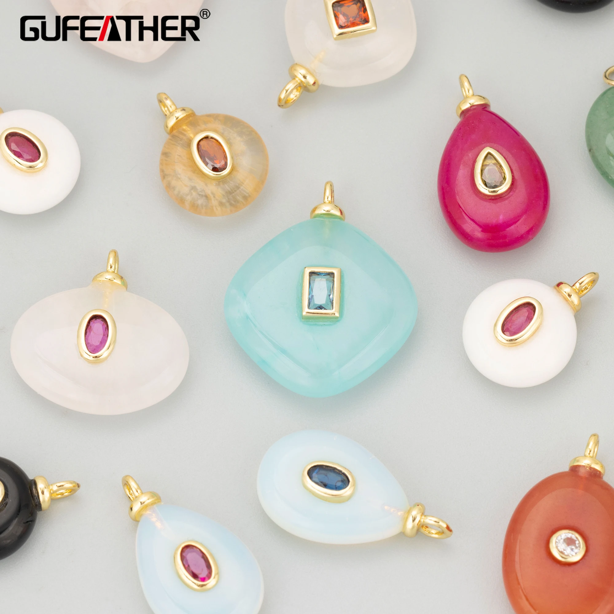 GUFEATHER,one piece/lot,MI23,jewelry accessories,18k gold plated,copper,natural stone,charms,jewelry making,diy pendants