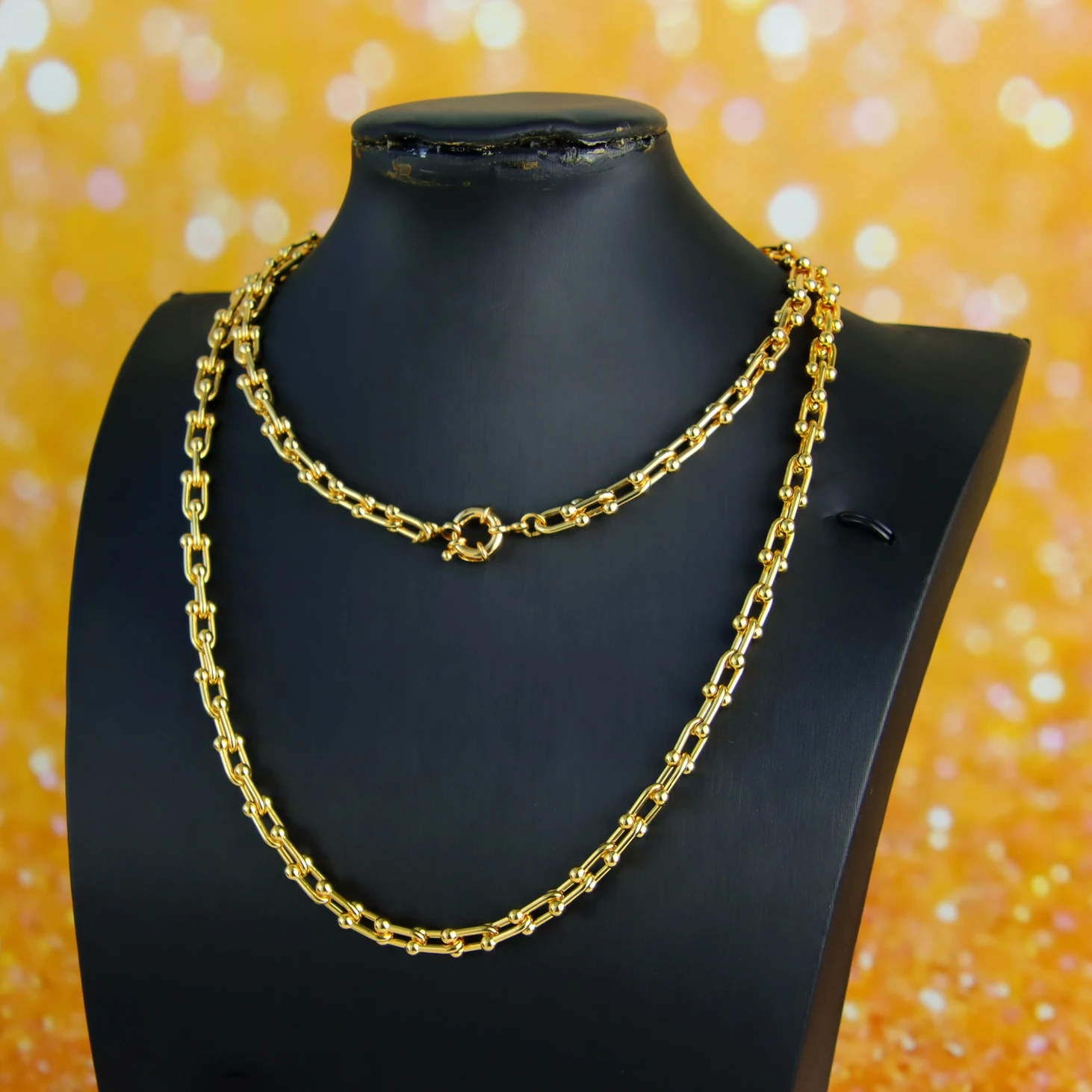 Luxus Dubai Hochzeit Gold Farbe Lange Halskette 21k Gold Überzogene Italienische Mode Colliers Saudi Frauen Event Party Schmuck – Detail 4