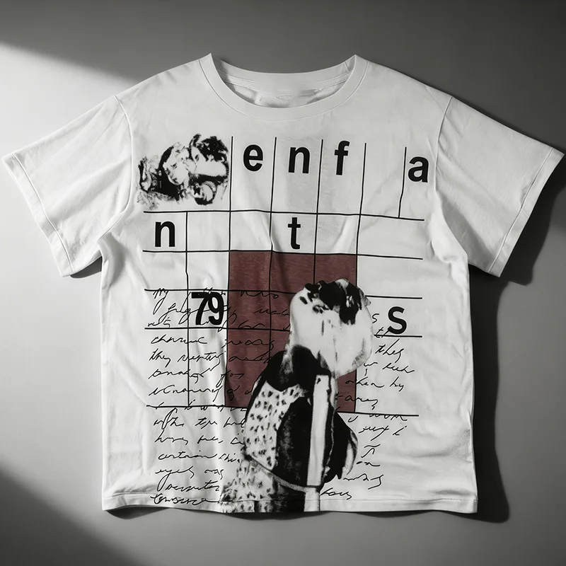 

Свободная и универсальная футболка с короткими рукавами с принтом для мужчин и женщин, элитный стиль