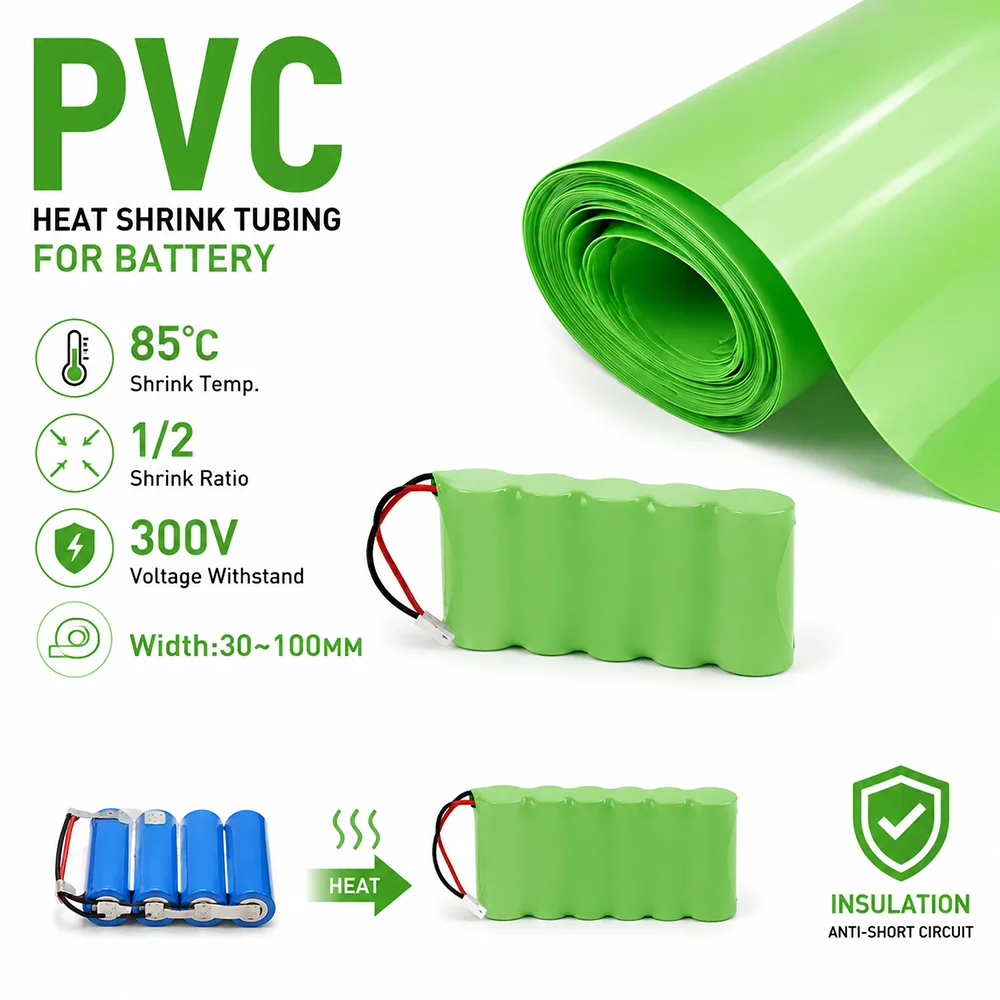 Green PVC Heat Shrink Tubing Wide  30-100mm Environmental protection/insulation/electrical wiring harness sorting sleeve