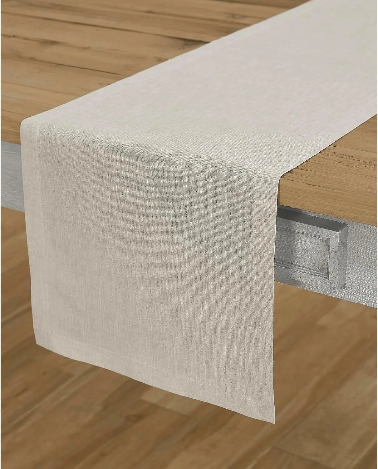 Natural 100% Pure Linen Table Runner Long Softly Textured Artisan Woven Finish for Dining Console And Side Tables