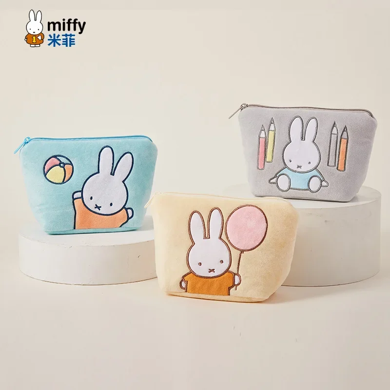 Miffy Lovely Cartoon Embroidery Plush Makeup Bag Girl's Heart Accompanying Portable Small Compact Storage Bag Niche Coin Purse