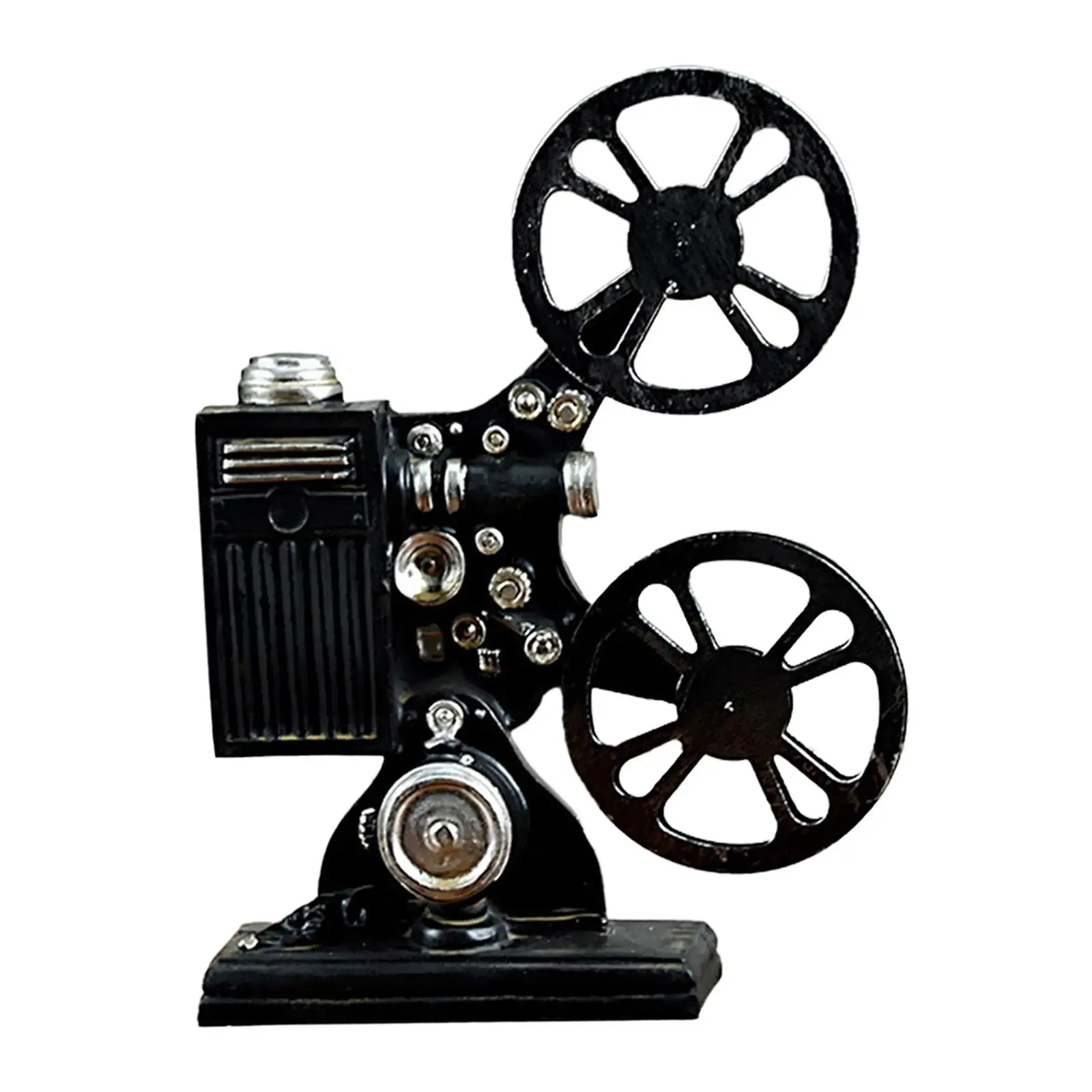 Vintage Movie Film Projector Sculpture Realistic Crafts 9.2inch Tall Hand Painted Old Fashion Showcase for Living Room Exquisite
