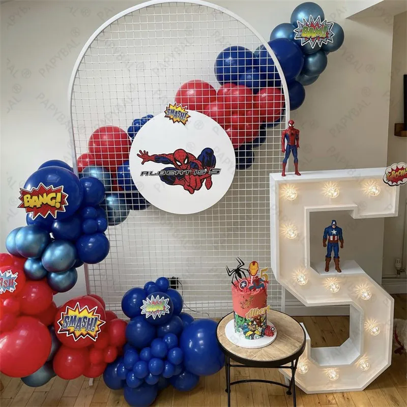 

96pcs Marvel Spider Man Balloons Party Decoration Spiderman Birthday Backdrop Globos Decors Baby Shower Latex Aluminum Balloon