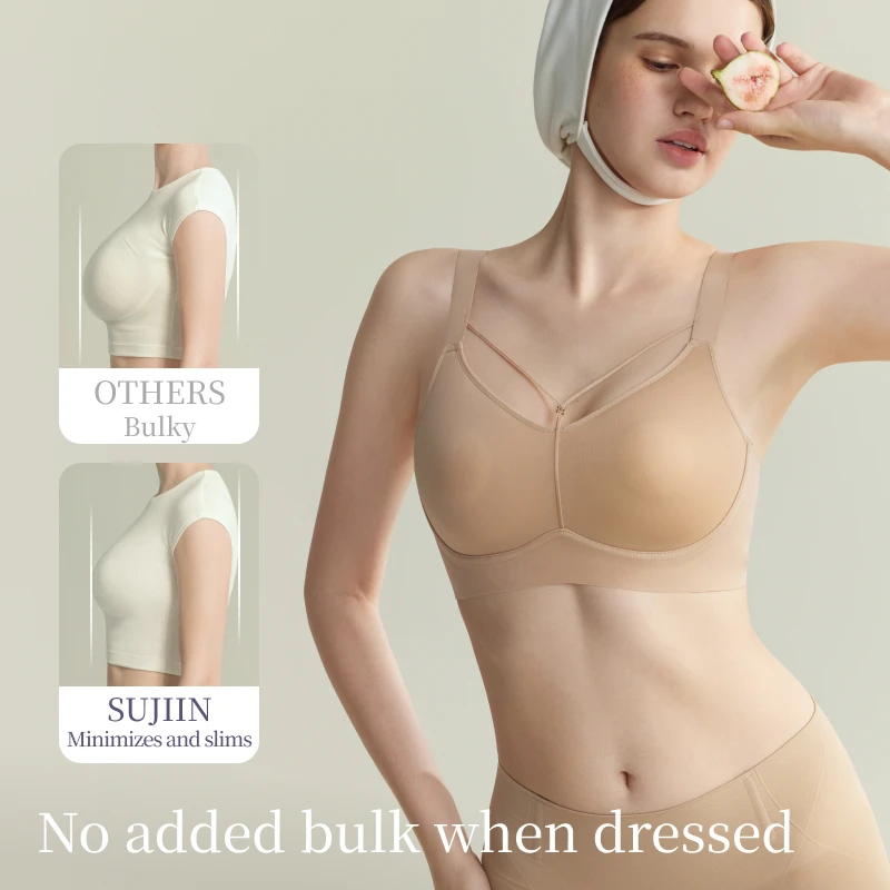 SUJIIN Plus Size Minimizer Bra Women Summer Seamless Wirefree Anti-sagging Full Cup Supportive Comfortable Bras Woman XM089