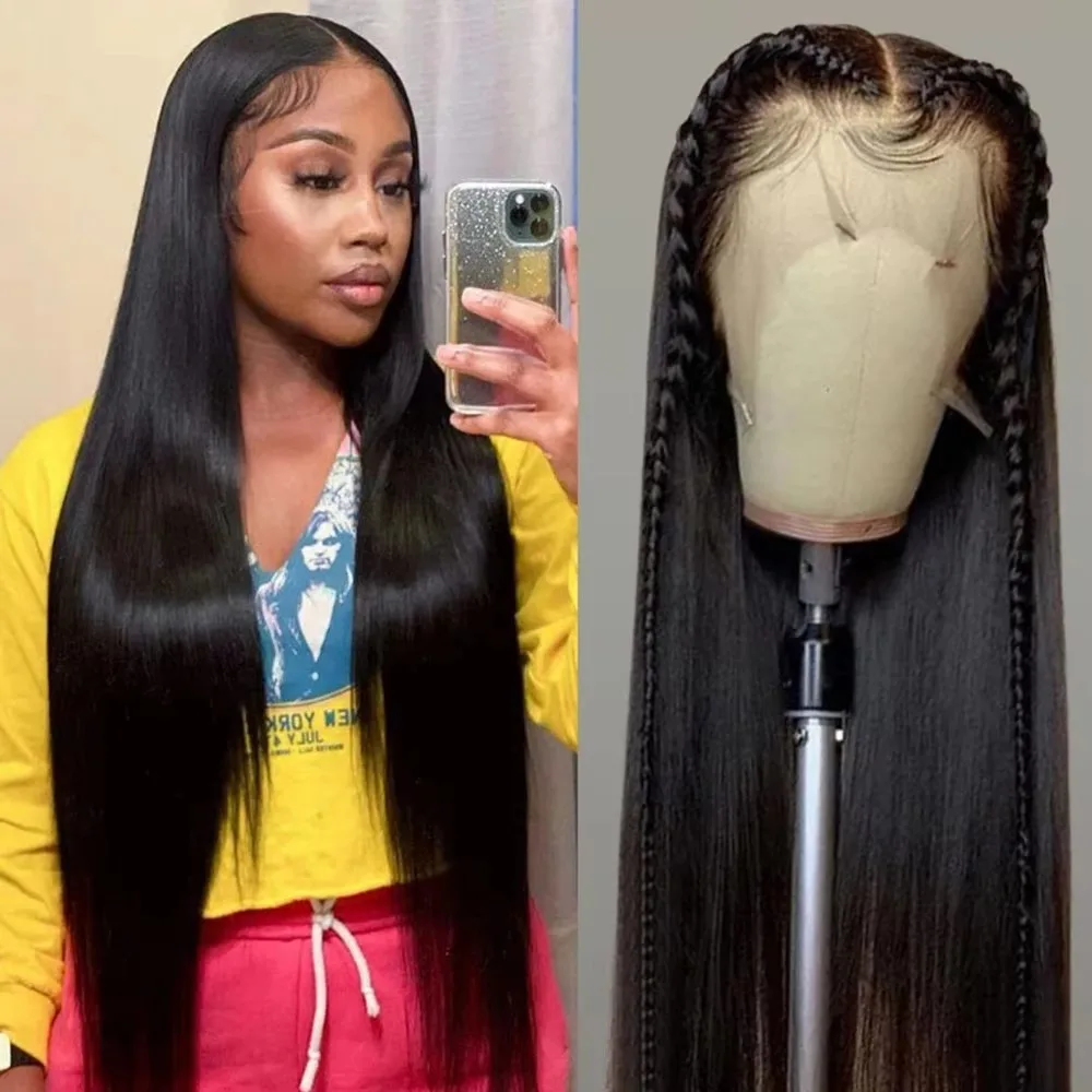 40 Inch 13x6 Bone Straight HD Transparent Lace Front Wigs 13x4 HD Lace Frontal With Baby Hair 250 Density 5x5 Glueless Human Hair Wigs For Black Women Brazilian