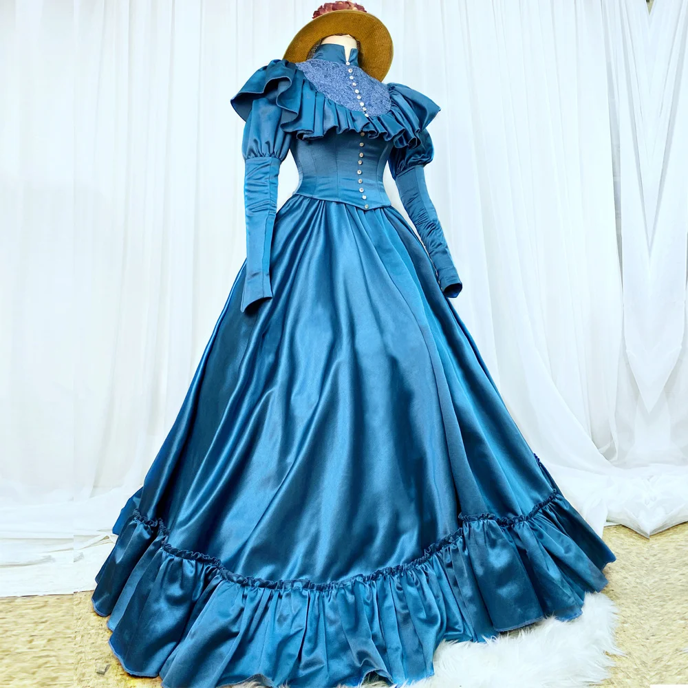 Abito del 19 ° secolo Victorian Lady Tea Vintage Dress Edwardian Era Costume duchesse Cosplay Tea Party Dress Ball Gown for Women