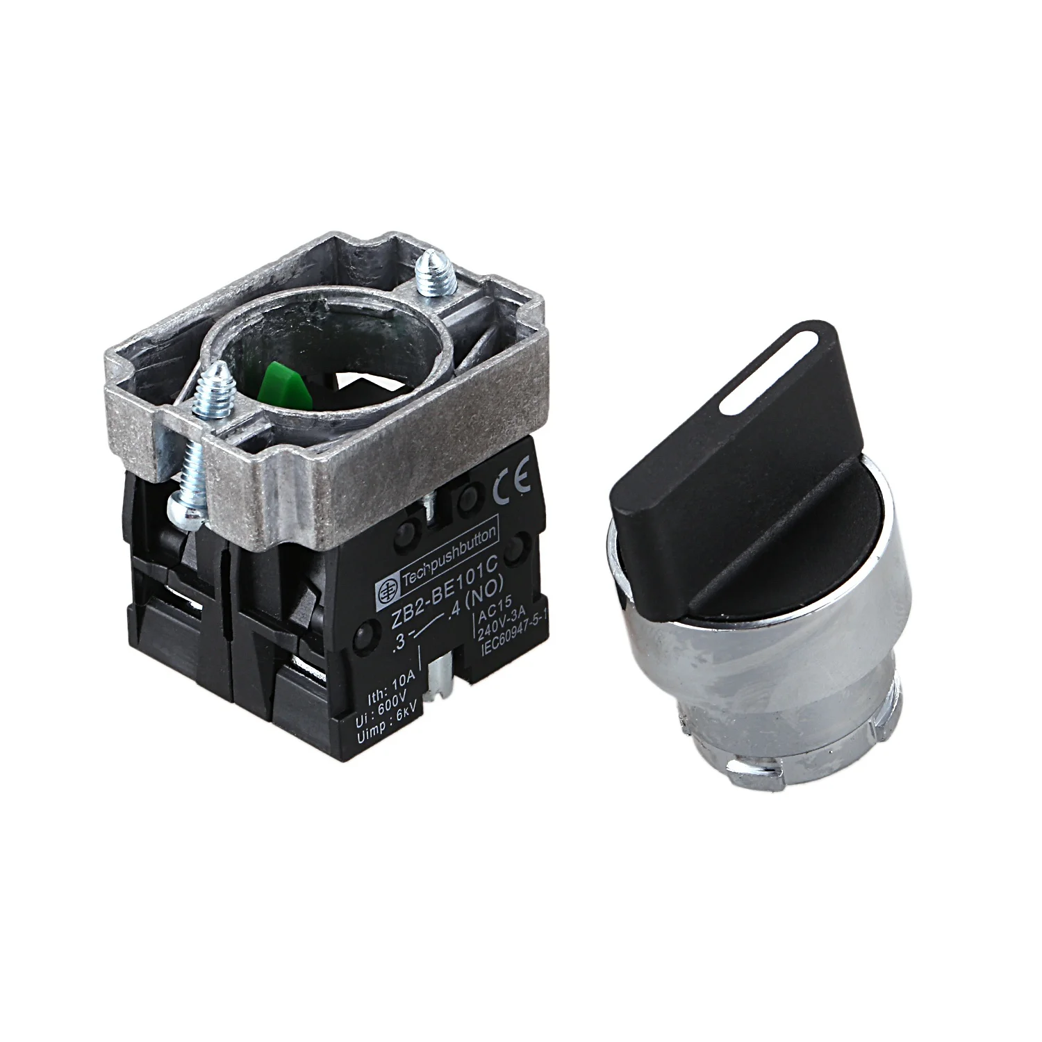 22mm Latching 2 NO 3-Position Rotary Selector Select Switch ZB2-BE101C Black