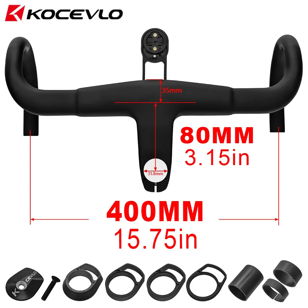 KOCEVLO H11 Carbon Road Stuur Met Stuurpen 28.6/31.8mm Geïntegreerd stuur OD2 Racefiets bar 390/400/420MM