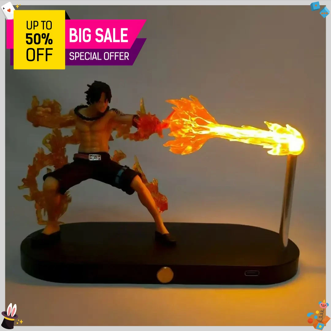 

New Sell Well One Piece Fire Fist Ace Luffy Handmade Night Light Lamp Surrounding Model Ornament Halloween Xmas Gift