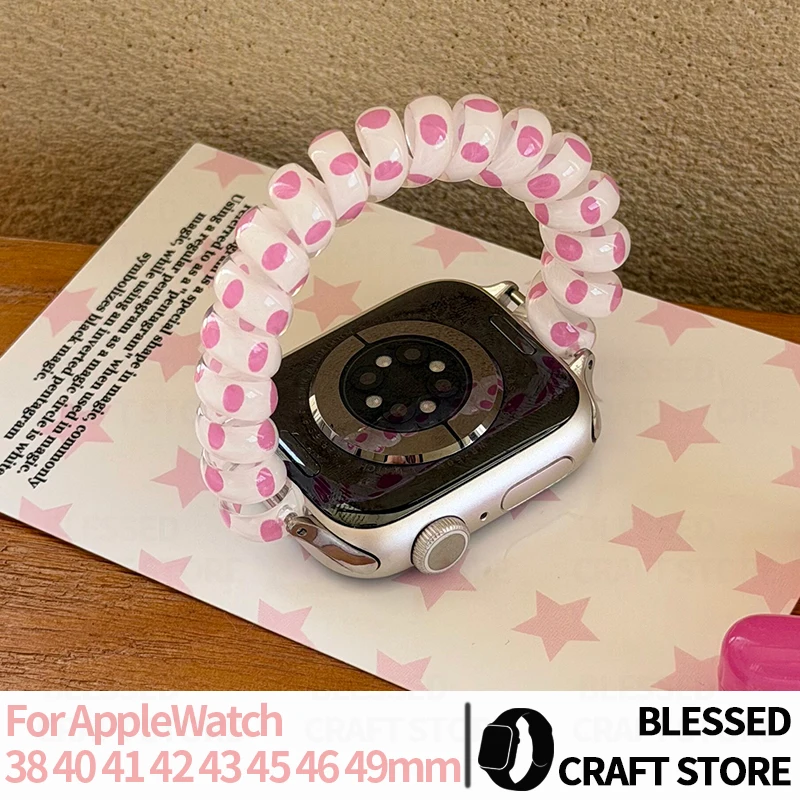 Sweet Polka Dot Elastic Strap for Apple Watch Series 11 10 9 8 7 SE 41mm 45mm 40mm 44 42 46 49 Girl Hair Band Bracelet Accessory