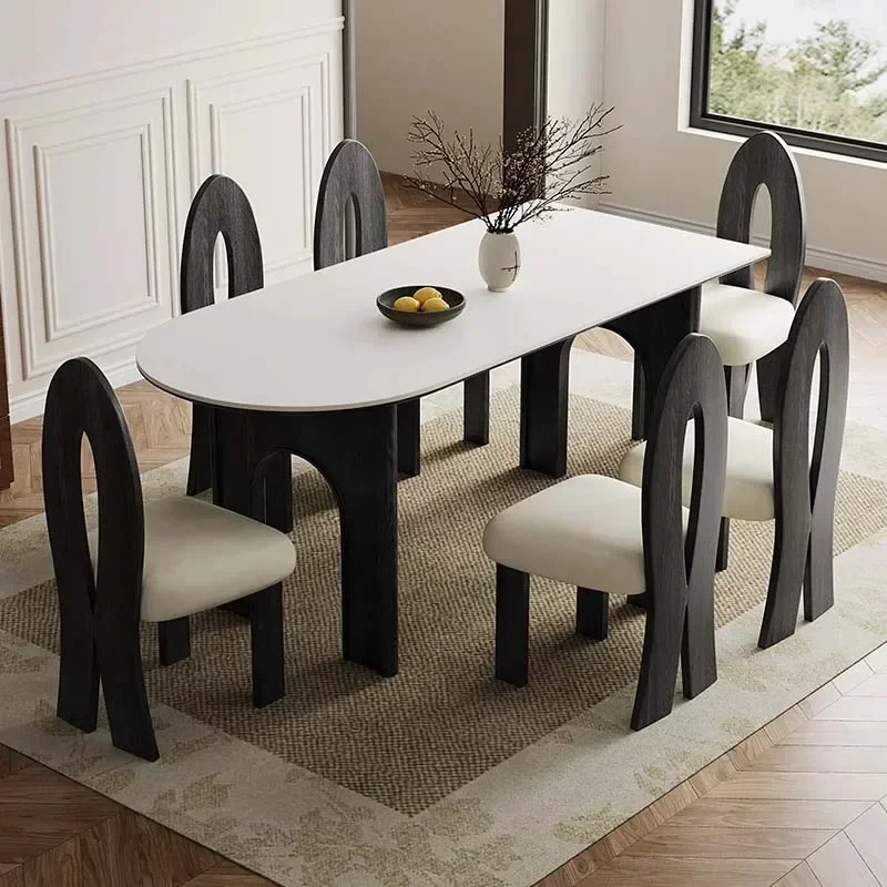 

l Luxury Ash Wood Household Solid Wood Dining Table And Chair Set Nordic Rock Plate Solid Dining Room Table And Chairs