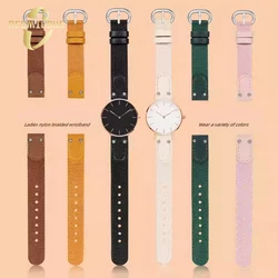 Nylon canvas watch strap For DW Daniel Wellington Spring Pastel 12mm 14mm pink off-white black green with rivet women watchband