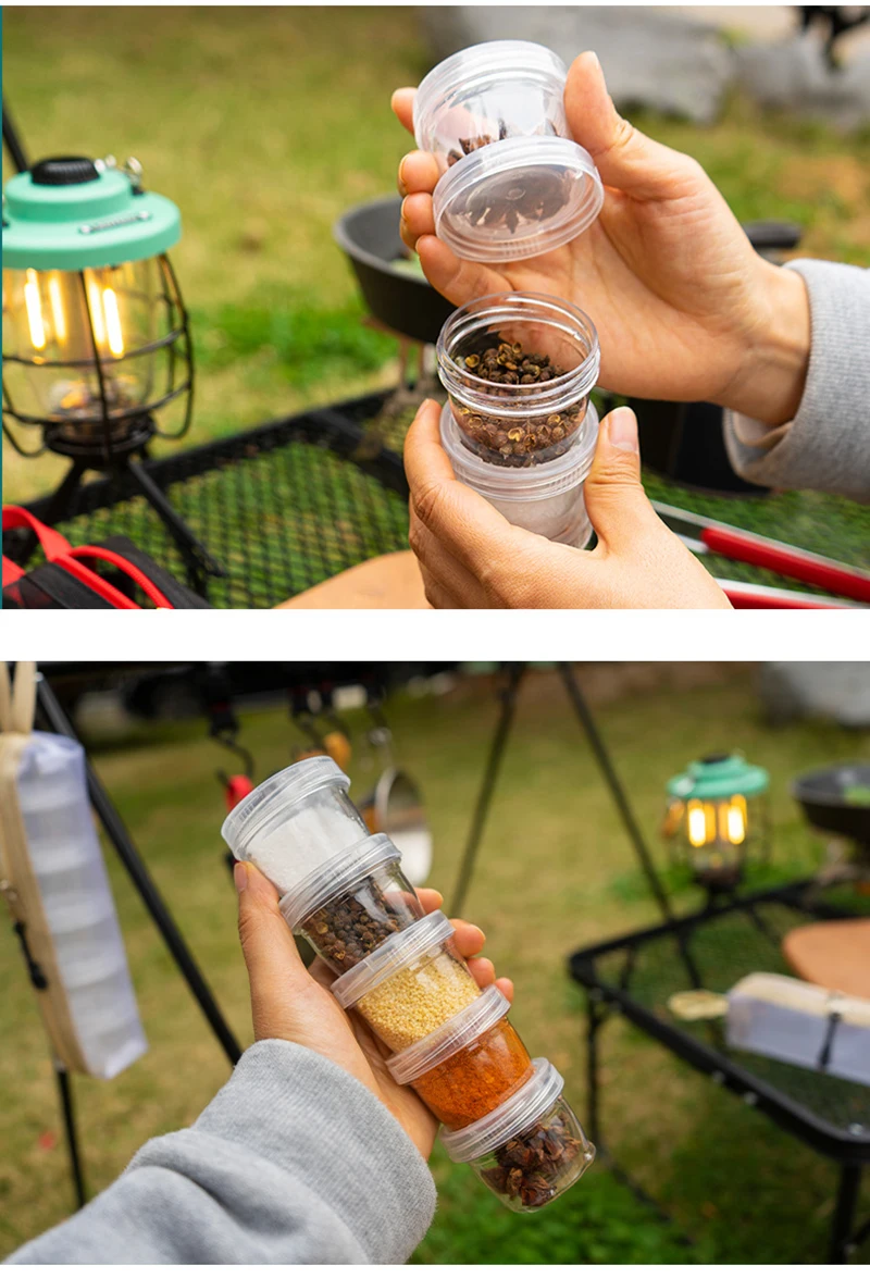 Neues tragbares Camping-Gewürzset für Outdoor-Reisen, Gewürzbehälter-Tasche, durchsichtige Gewürzflasche, Reise-Gewürzhalter-Set – Detail 9
