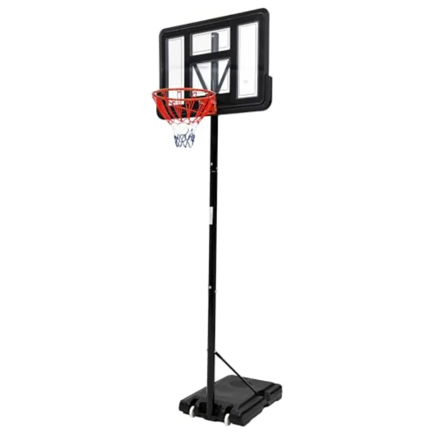 

Outdoor/Indoor Adjustable Basketball Hoop, 5.2-10 Ft Height, Portable Goal for Adults, 44-Inch Shatterproof Backboard, Dual Whe