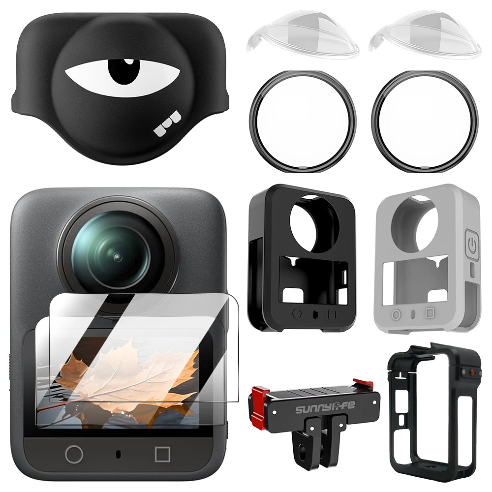 For DJI Osmo 360 Lens Guards, Screen Protector Glass, Lens Cap, Silicone Case, Frame Cage, Adapter Mount, Camera Accessories