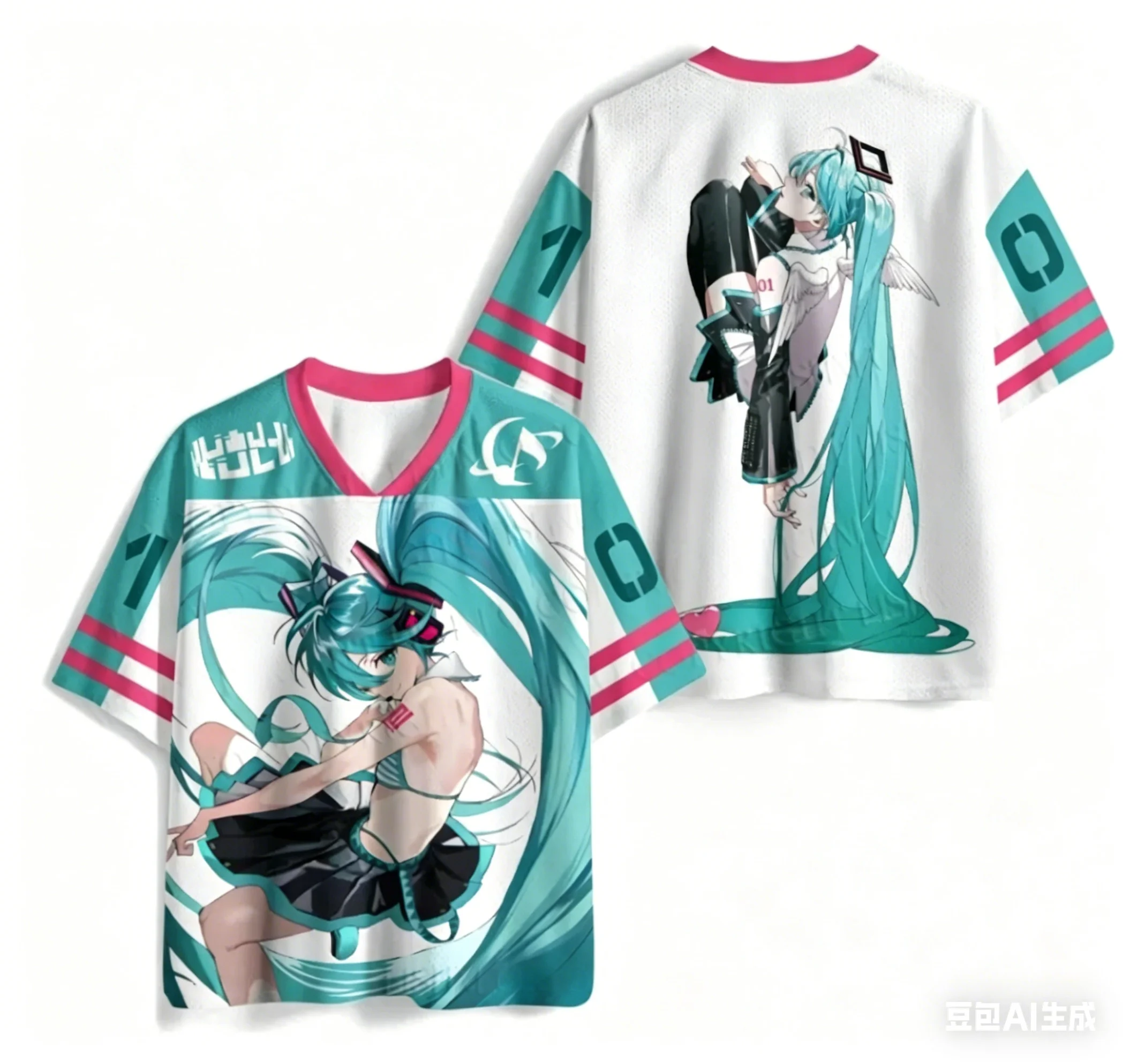 Adult and Children's Hatsune Miku Support 3D Print American-style Jersey T-shirt, Fun Illustration Y2K, Shorts Friend