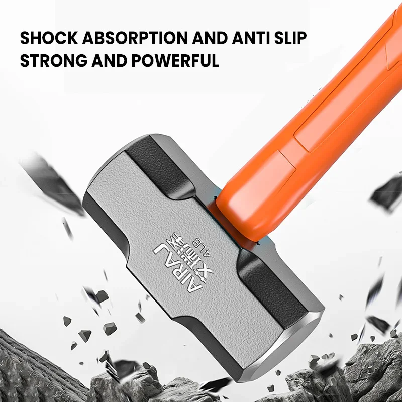 AIRAJ Octagon Hammer Heavy Wall Hammer One-Piece Heavy Hand Hammer Wall Removal Soft Handle Solid Iron Hammer Construction Tool