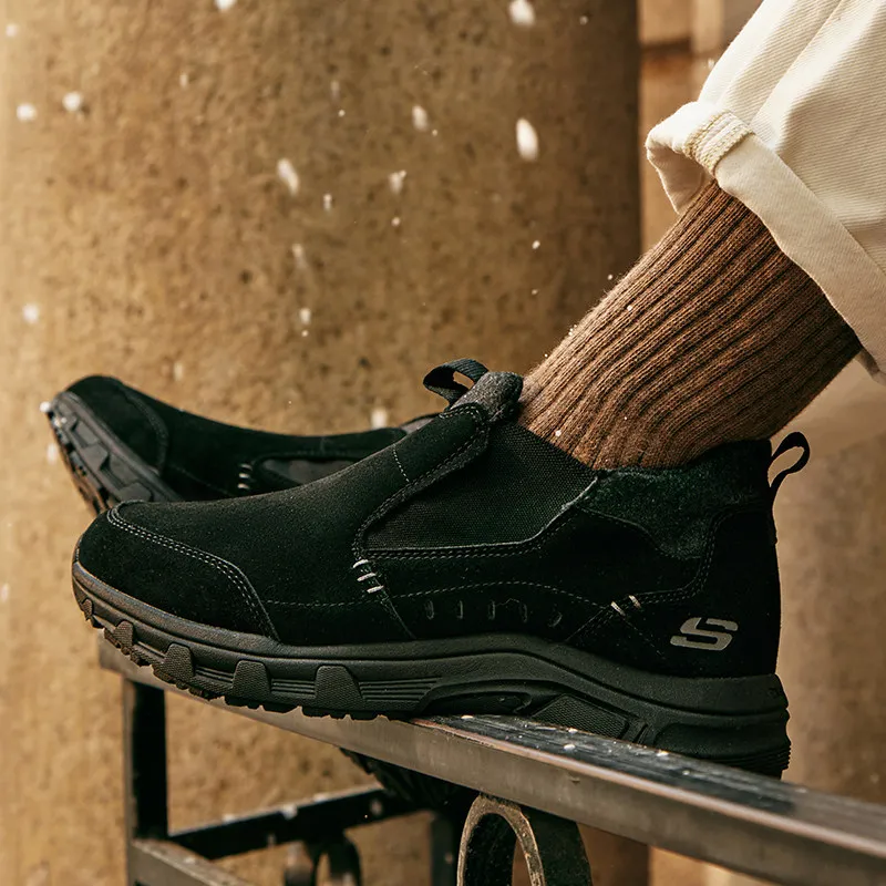 Skechers Authentic 237283C‑BBK Men Mid‑Top Hiking Shoes Fleece Lined Warm Winter Outdoor Urban Trekking Sneakers