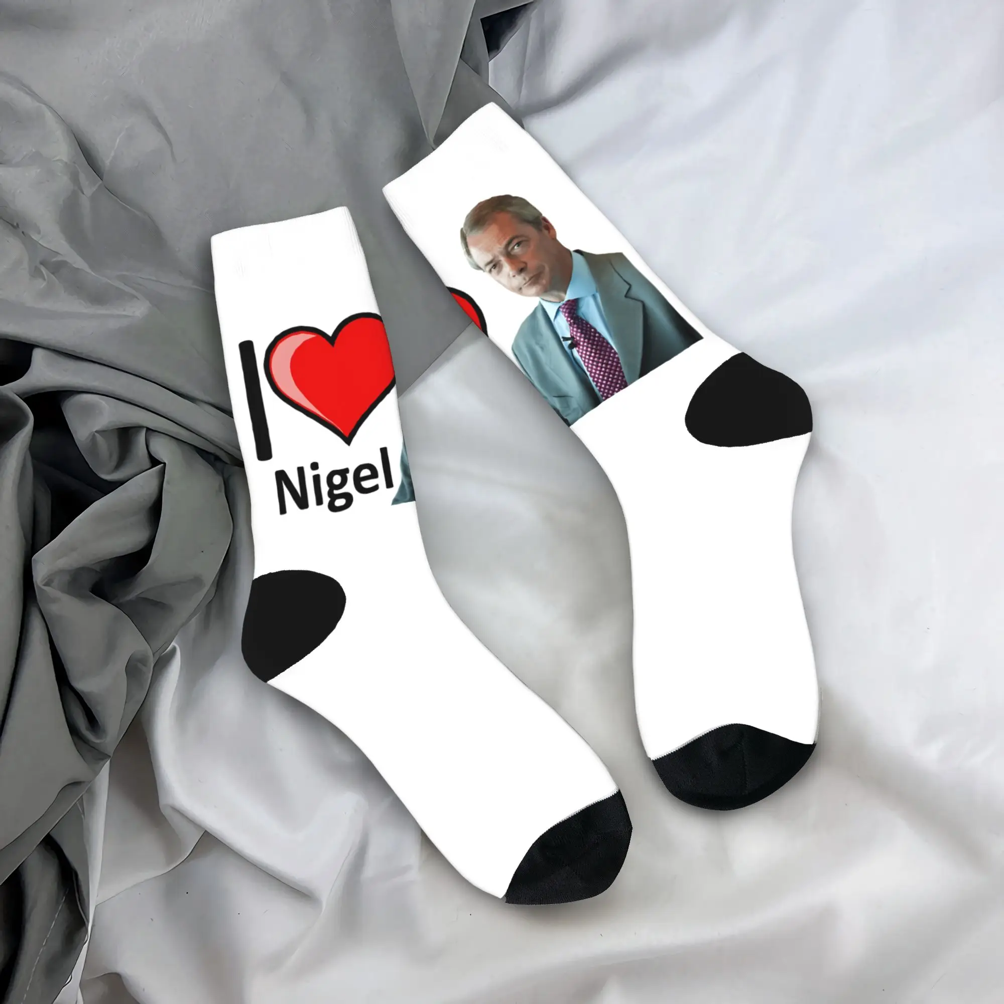 

Носки I Love Nigels Farages, винтажные чулки унисекс, мужские дышащие носки для скейтборда, осенние нескользящие носки с принтом