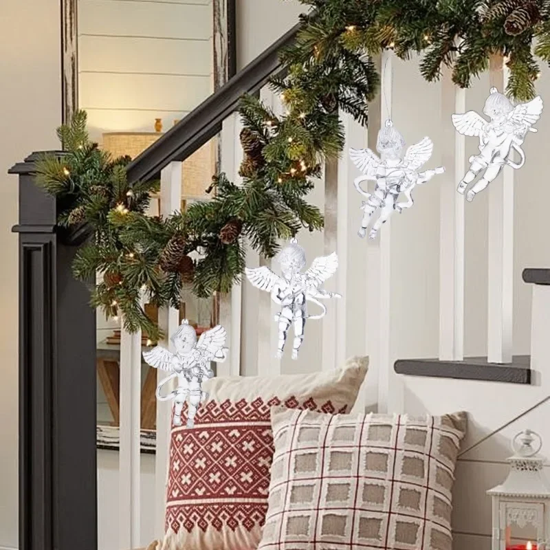 زينة معلقة لشجرة عيد الميلاد ، قلادة ملاك شفافة ، كريستال أكريليك ، شفافة بأجنحة ، ديكور عيد الميلاد ، تقليد ، شتاء