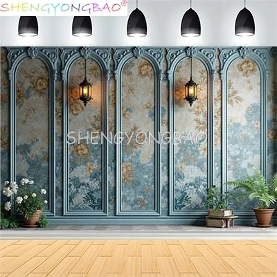 

Interior Wall And Floor Mouldings Photography Backdrops Retro Joinery Wood Paneling Palace Wedding Photo Background OR-07