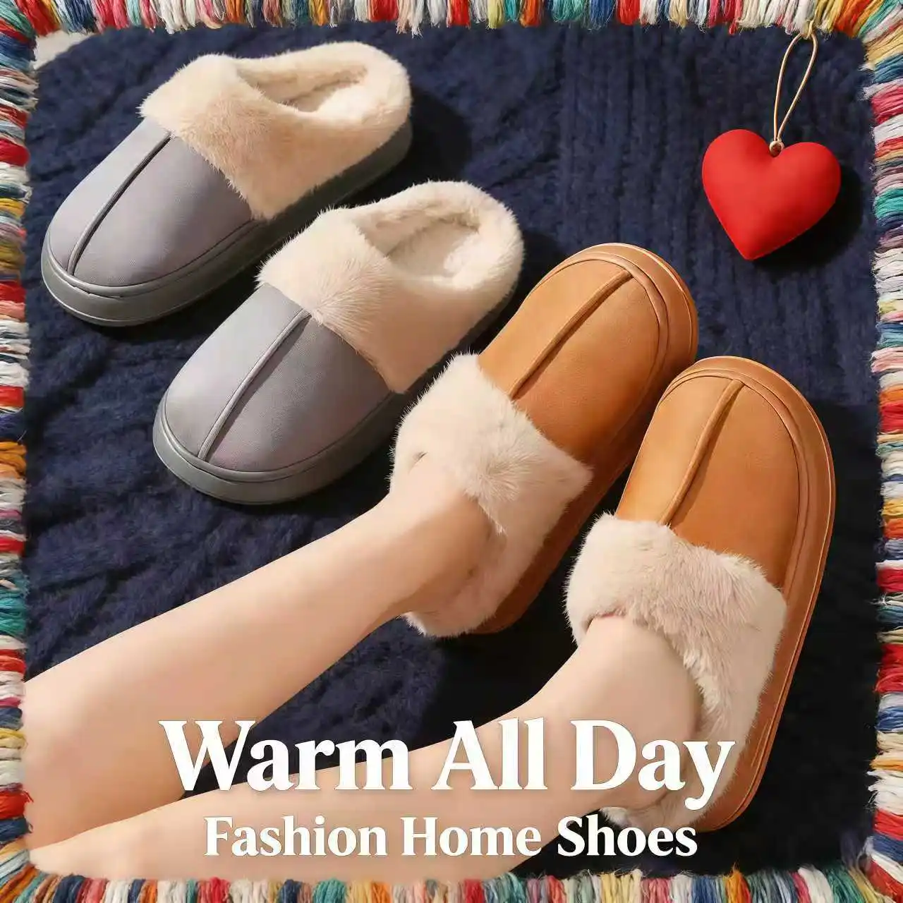

Hot-selling Winter indoor fashionable women's thick-soled plush warm and anti-slip slippers suitable for both men and women