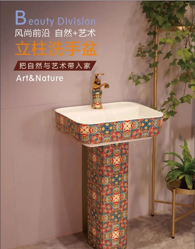 Split column type ceramic washbasin European outdoor floor type mop pool Household art washbasin